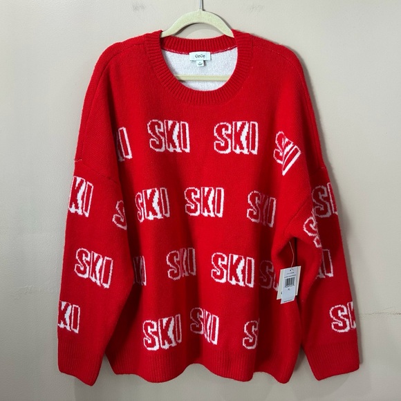 CeCe Sweaters - NWT CeCe Women’s XL Knit Sweater Top Pullover Soft Red Ski Winter